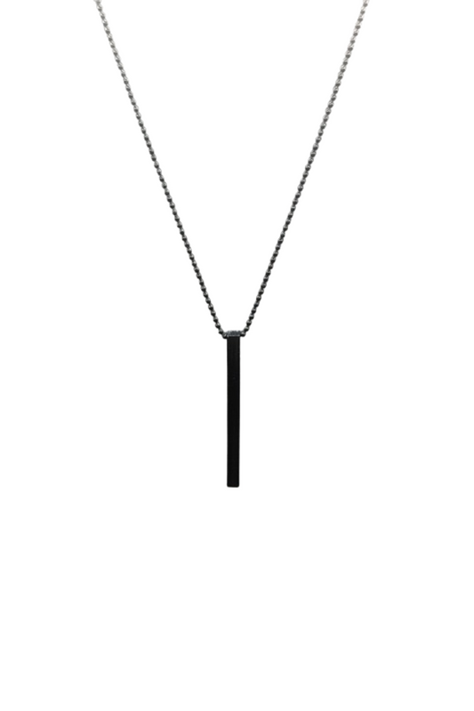 Halskette  - Edelstahl H1 - Bar Halskette - Schwarz mit Anhänger