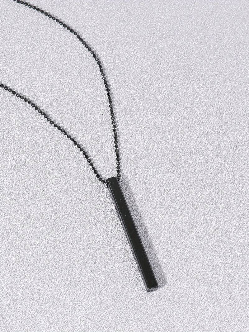 Halskette  - Edelstahl H1 - Bar Halskette - Schwarz mit Anhänger